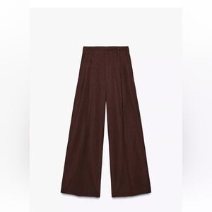 Zara Dark brown high waist pleated pants